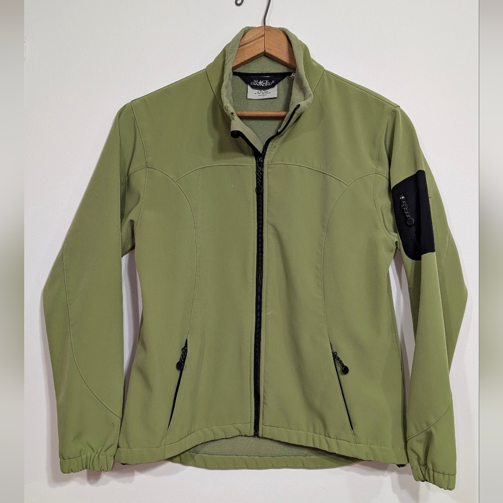 Black Diamond Women's M Sage Light Green Softshell Fleece Active Ski Jacket